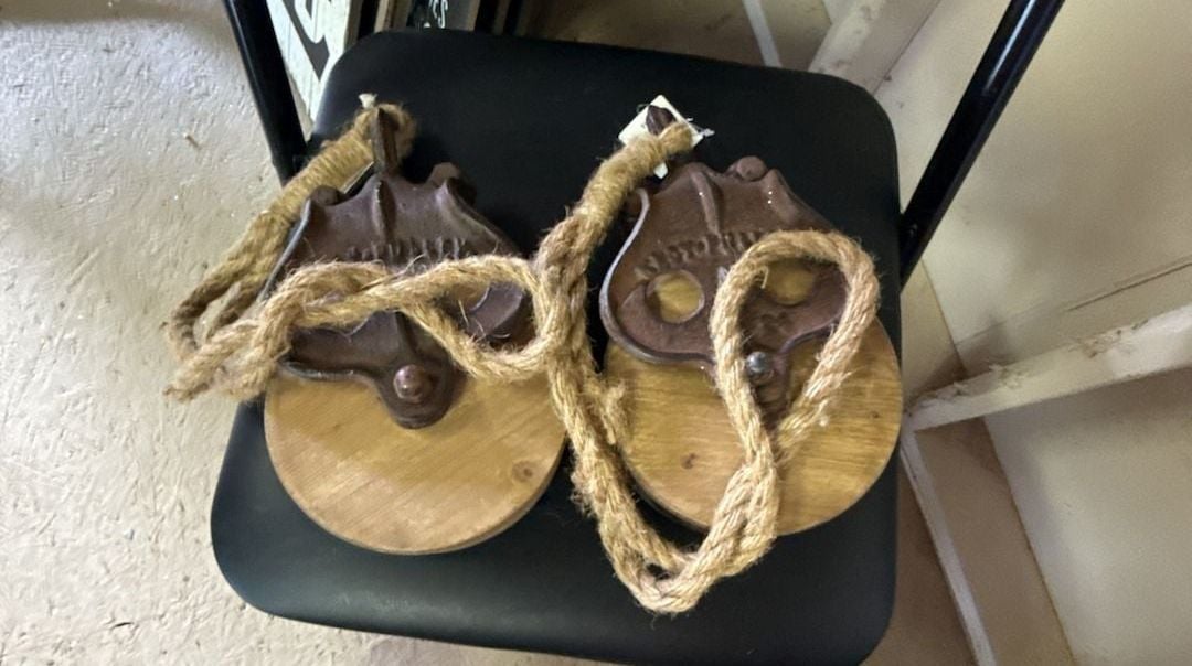 NWT Hobby Lobby Knot Pulley Wood And Cast Iron Decor 9