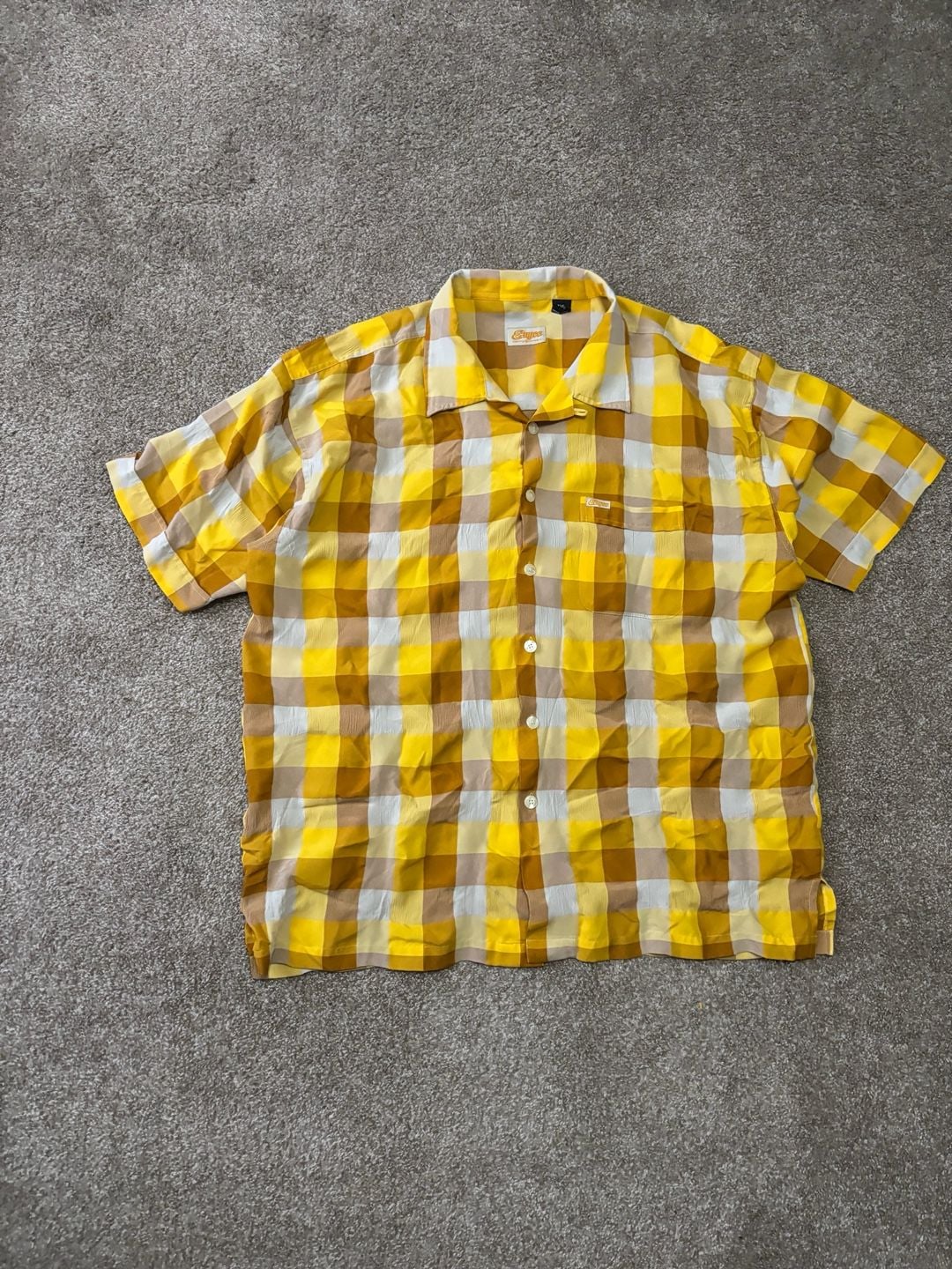 Early 2000s Yellow Enyce Plaid Short Sleeve Button Down Shirt Size XXXL Yellow Brown 2