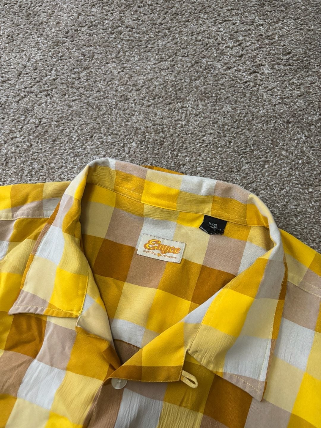 Early 2000s Yellow Enyce Plaid Short Sleeve Button Down Shirt Size XXXL Yellow Brown 3