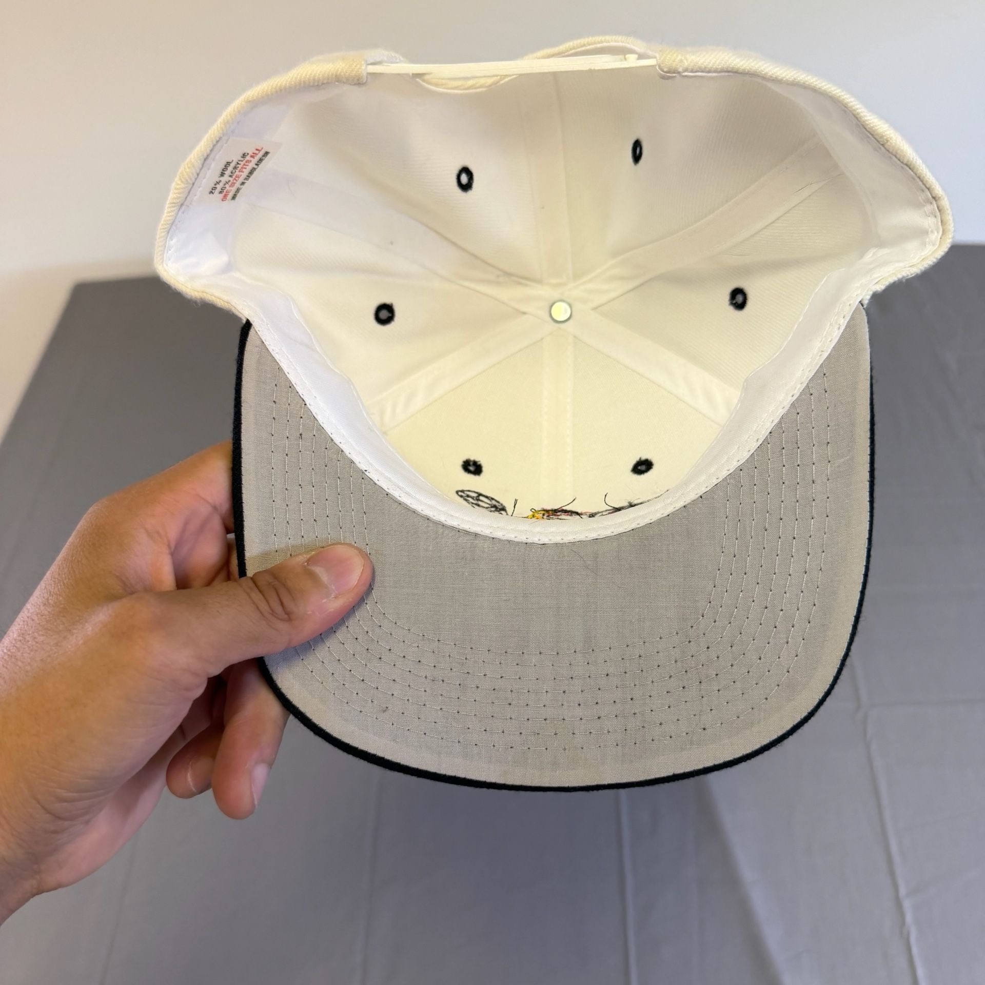 Vintage Rooster Soccer Snapback Hat White Black Embroidered Graphic 5