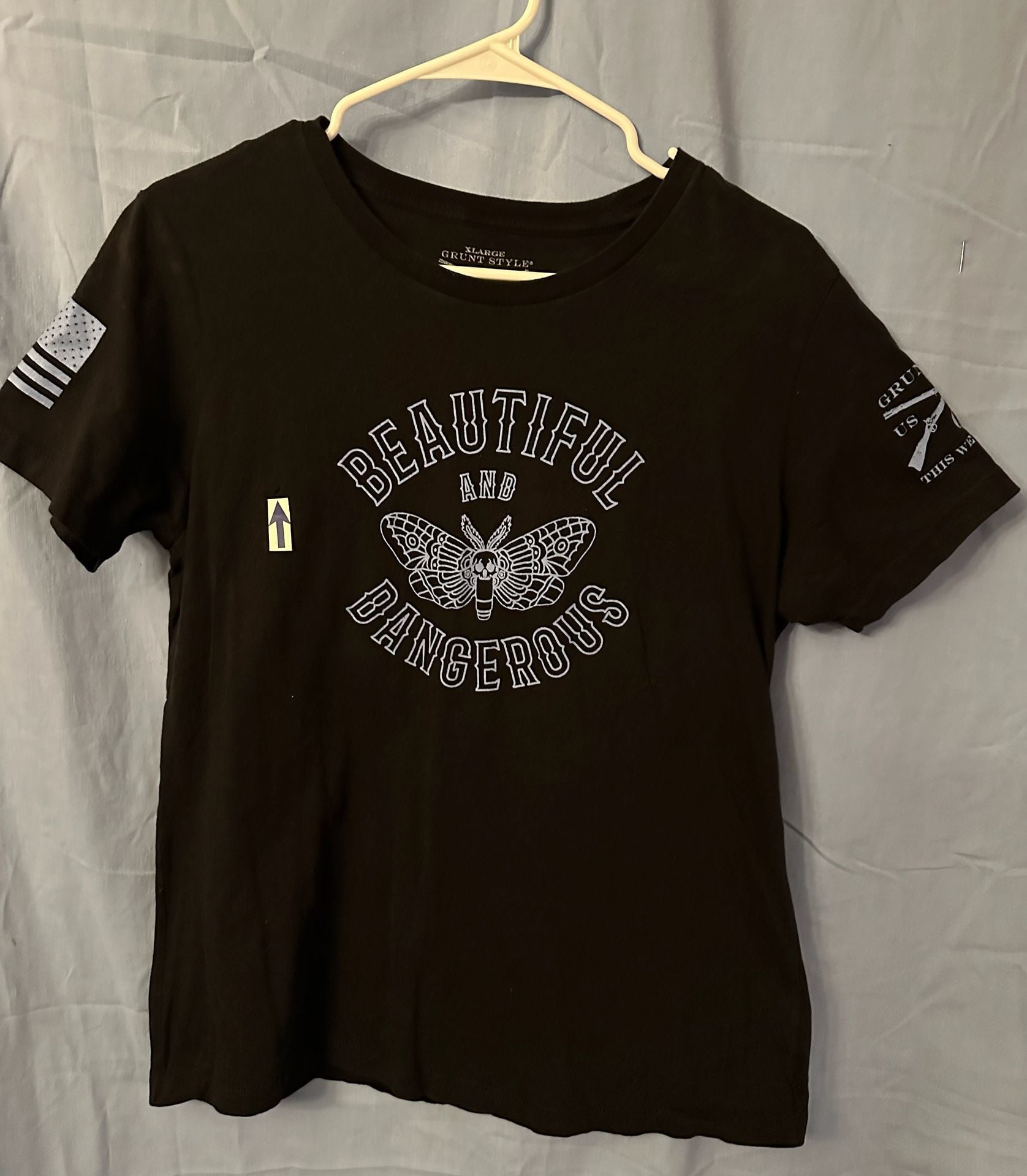 Grunt Style Beautiful And Dangerous T-Shirt, Size XL, Black Moth Graphic 2