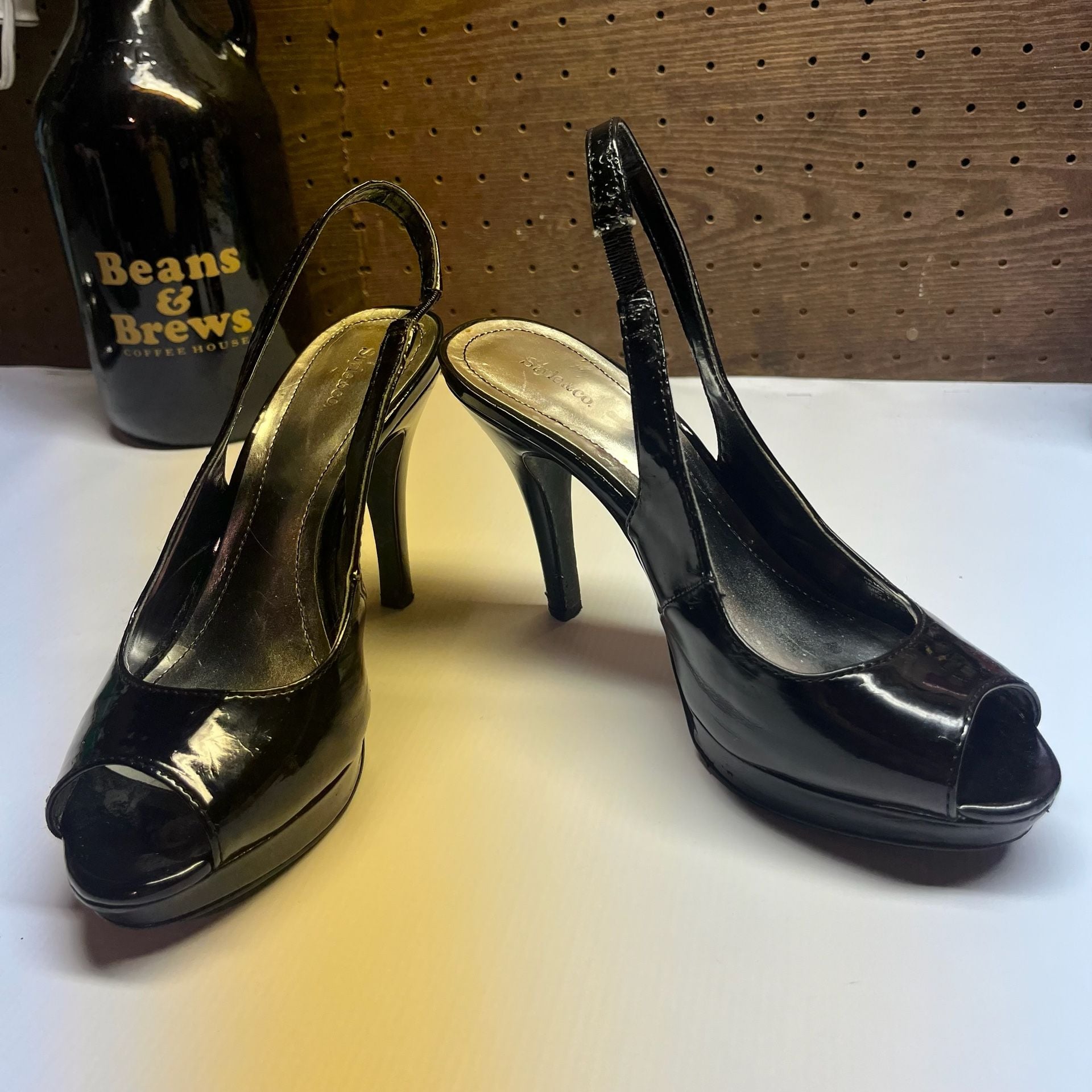 Style & Co Black Patent Slingback Pumps Heels 5