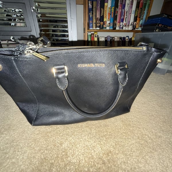 Michael Kors Saffiano Leather Black Satchel Handbag