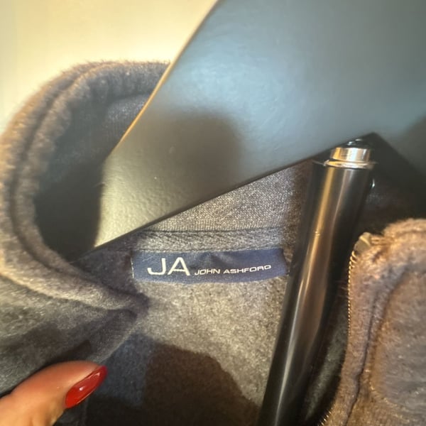 John Ashford Gray Full Zip Fleece Sweater
