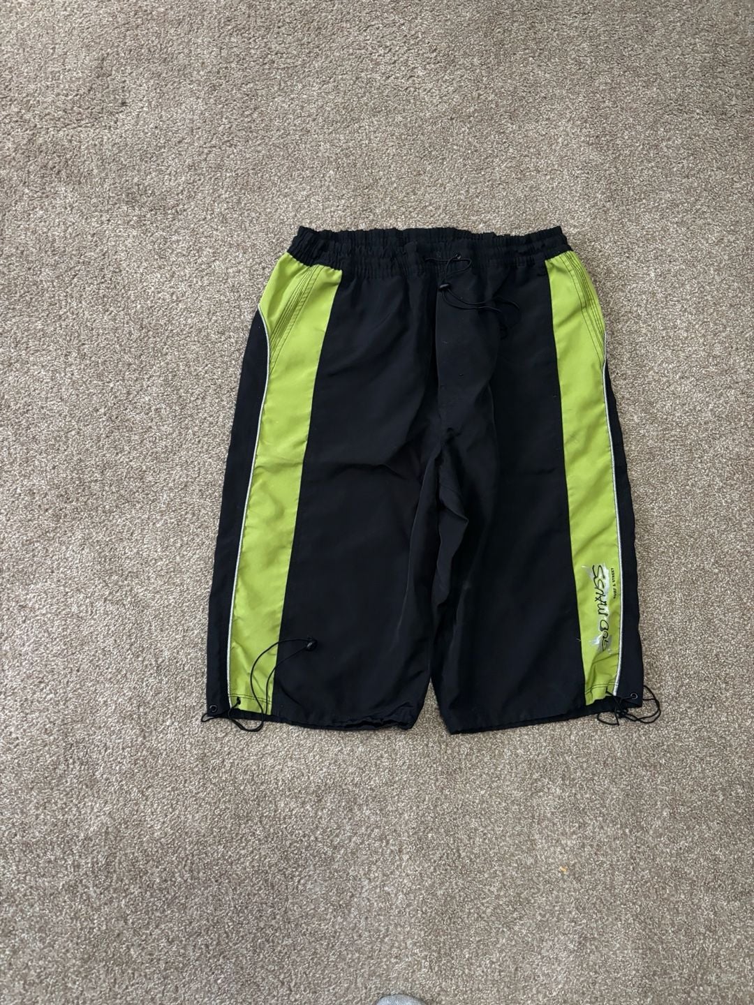 Early 2000s Board Gud Mauss Board Shorts Size L Black Green Surf & Street 2