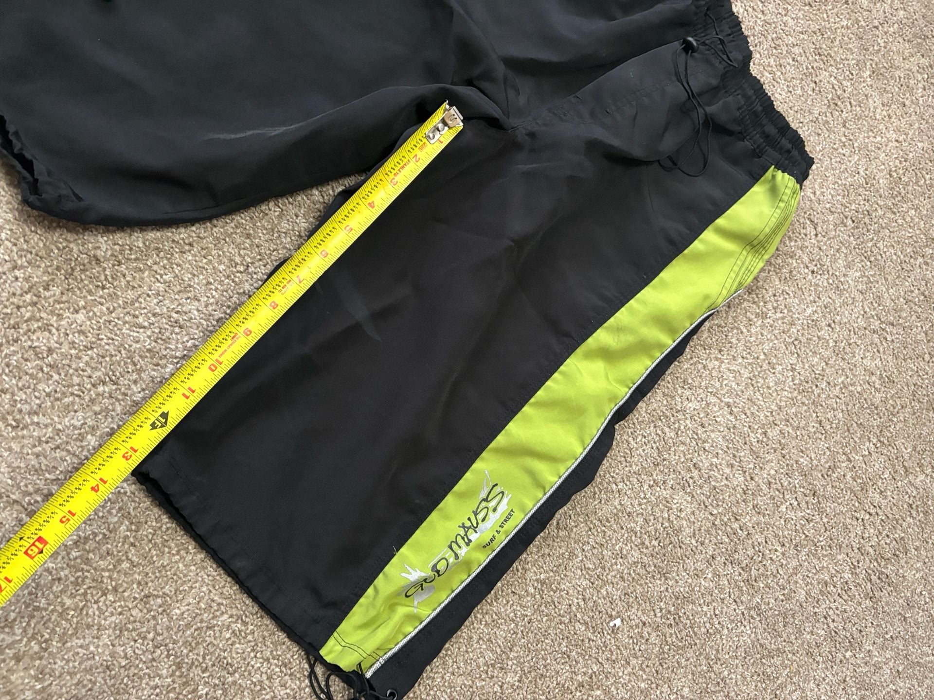Early 2000s Board Gud Mauss Board Shorts Size L Black Green Surf & Street 5