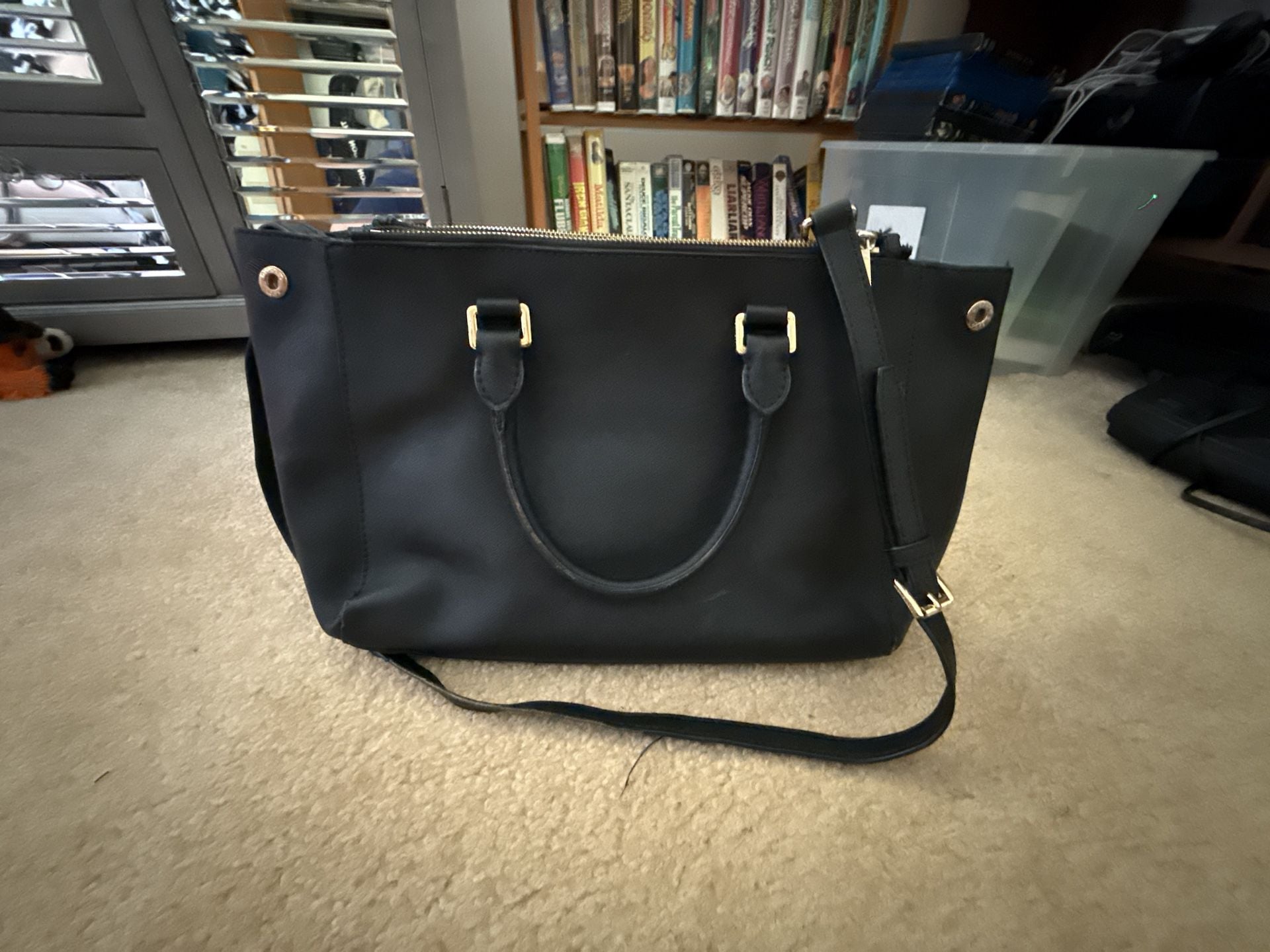 Michael Kors Saffiano Leather Black Satchel Handbag 3