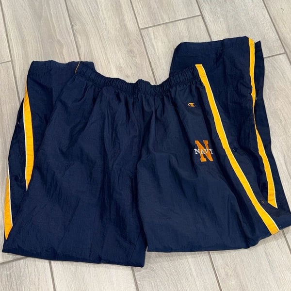 Champion Navy Midshipmen Tear Away Warm Up Pants Blue Yellow Item 504