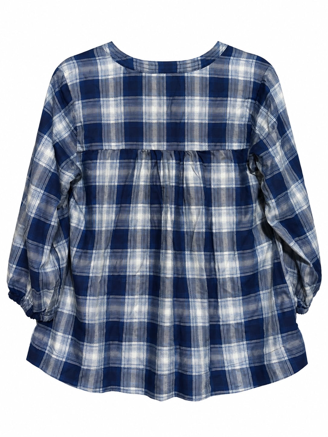 NWT- Wrangler Plaid Babydoll Blouse Size Small Blue 4