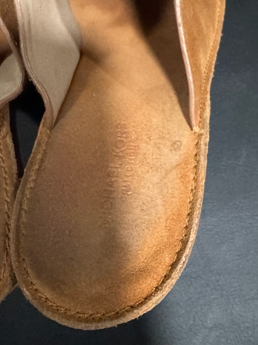 Michael Kors Suede Platform Mules Cognac Brown Chunky Heel 7.5 10