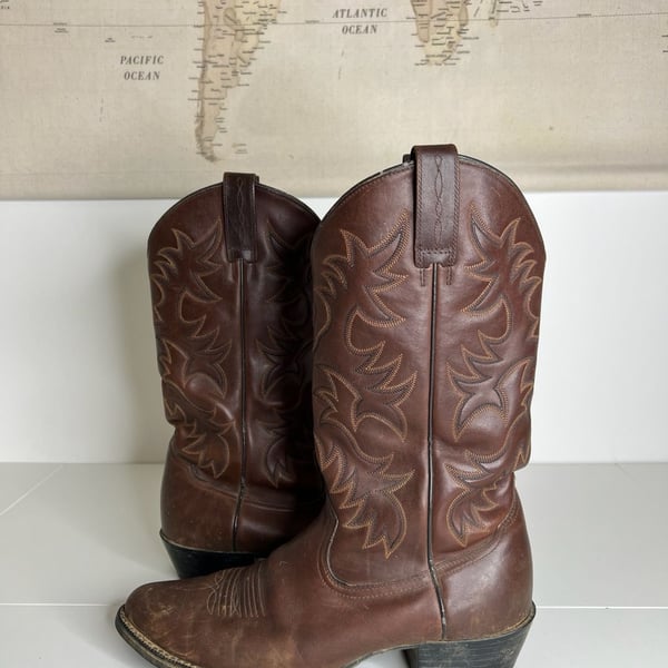 Ariat Heritage R Toe Western Cowboy Boots Brown Leather
