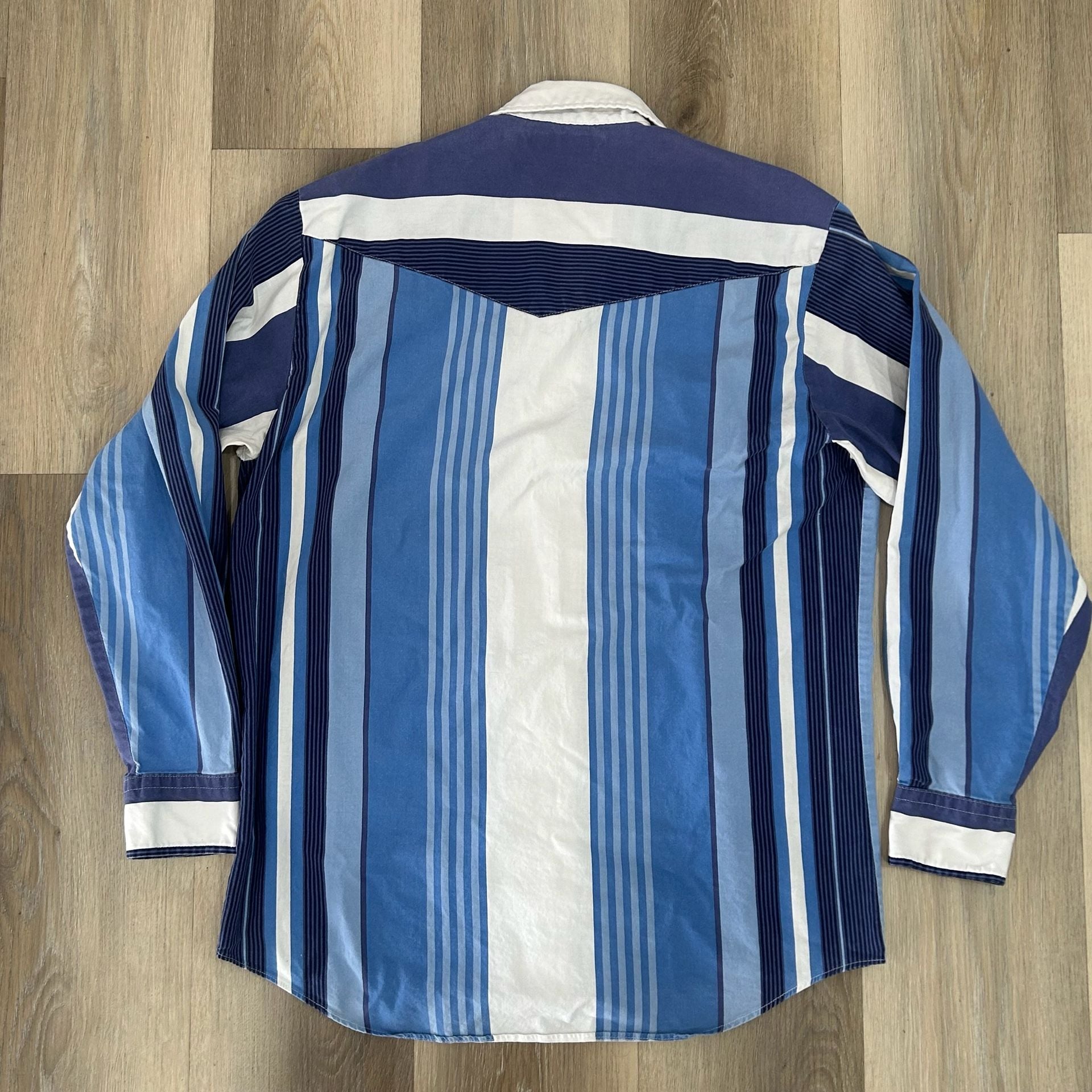 90’s Cowboys Turtle Association By Roper Western Striped Pearl Snap Shirt 3