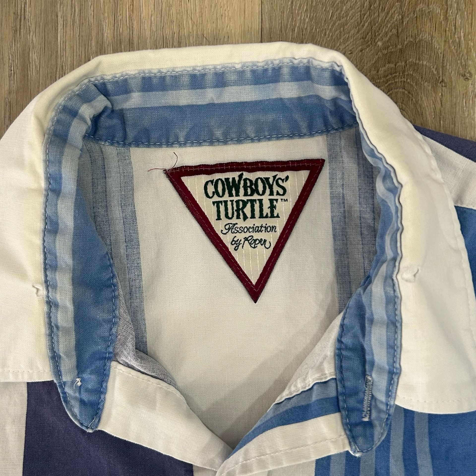 90’s Cowboys Turtle Association By Roper Western Striped Pearl Snap Shirt 4