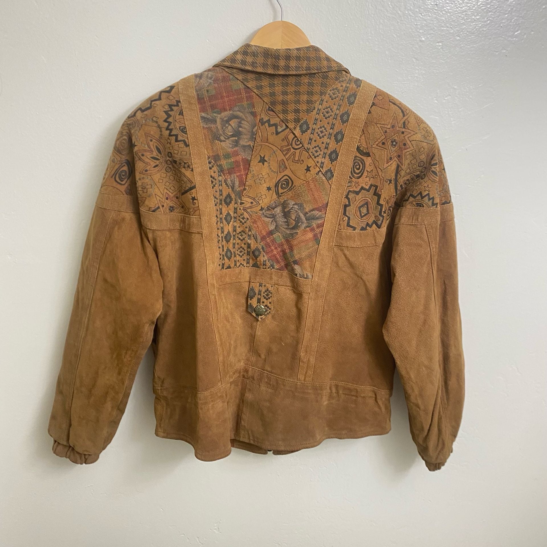 Winlit Vintage Suede Patchwork Leather Jacket Brown 5