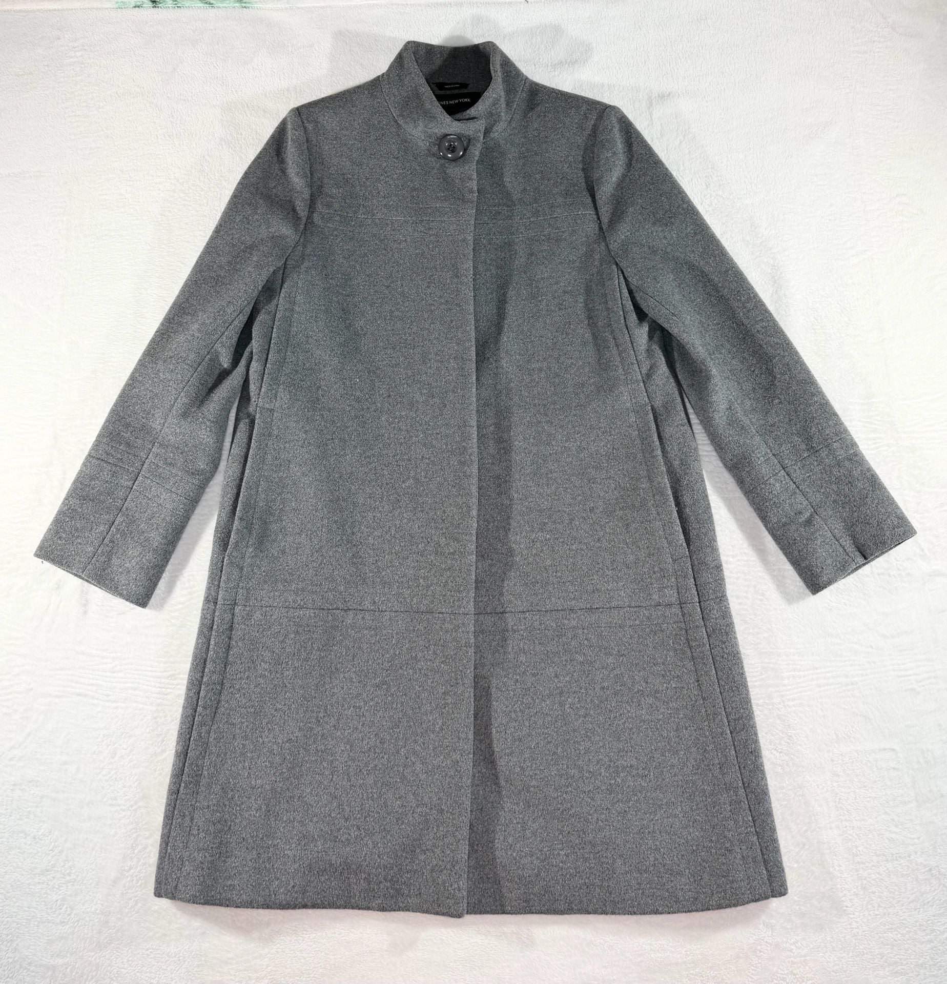 Jones New York Wool Blend Coat Size 6 Gray Stand Collar Winter Overcoat 2