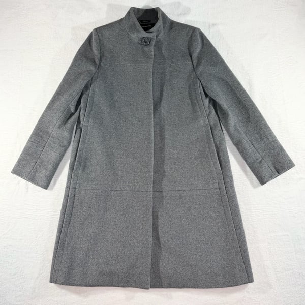Jones New York Wool Blend Coat Size 6 Gray Stand Collar Winter Overcoat