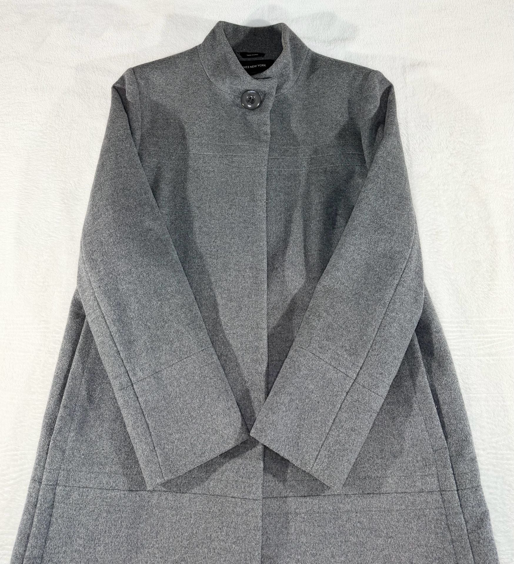 Jones New York Wool Blend Coat Size 6 Gray Stand Collar Winter Overcoat 4