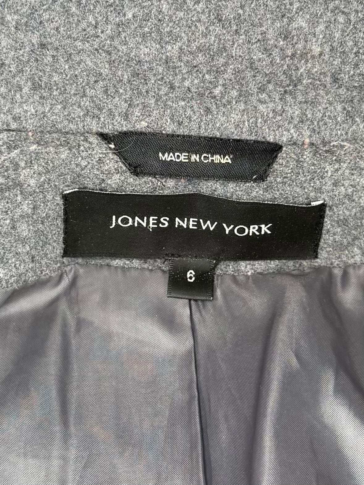 Jones New York Wool Blend Coat Size 6 Gray Stand Collar Winter Overcoat 5