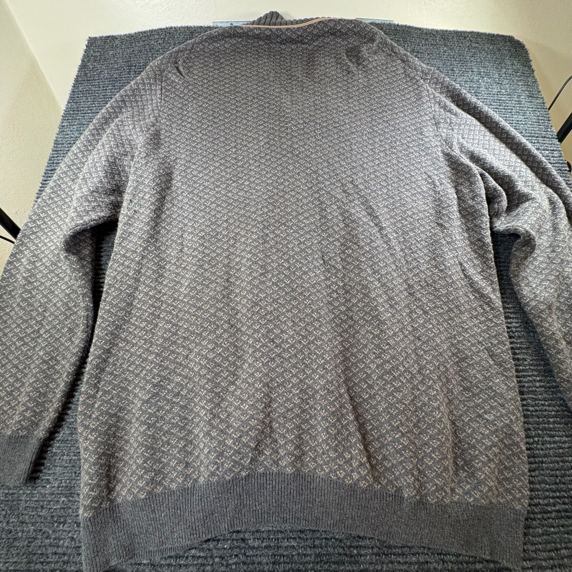 Tasso Elba Cardigan Sweater Size XL Gray Patterned Knit Shawl Collar 7