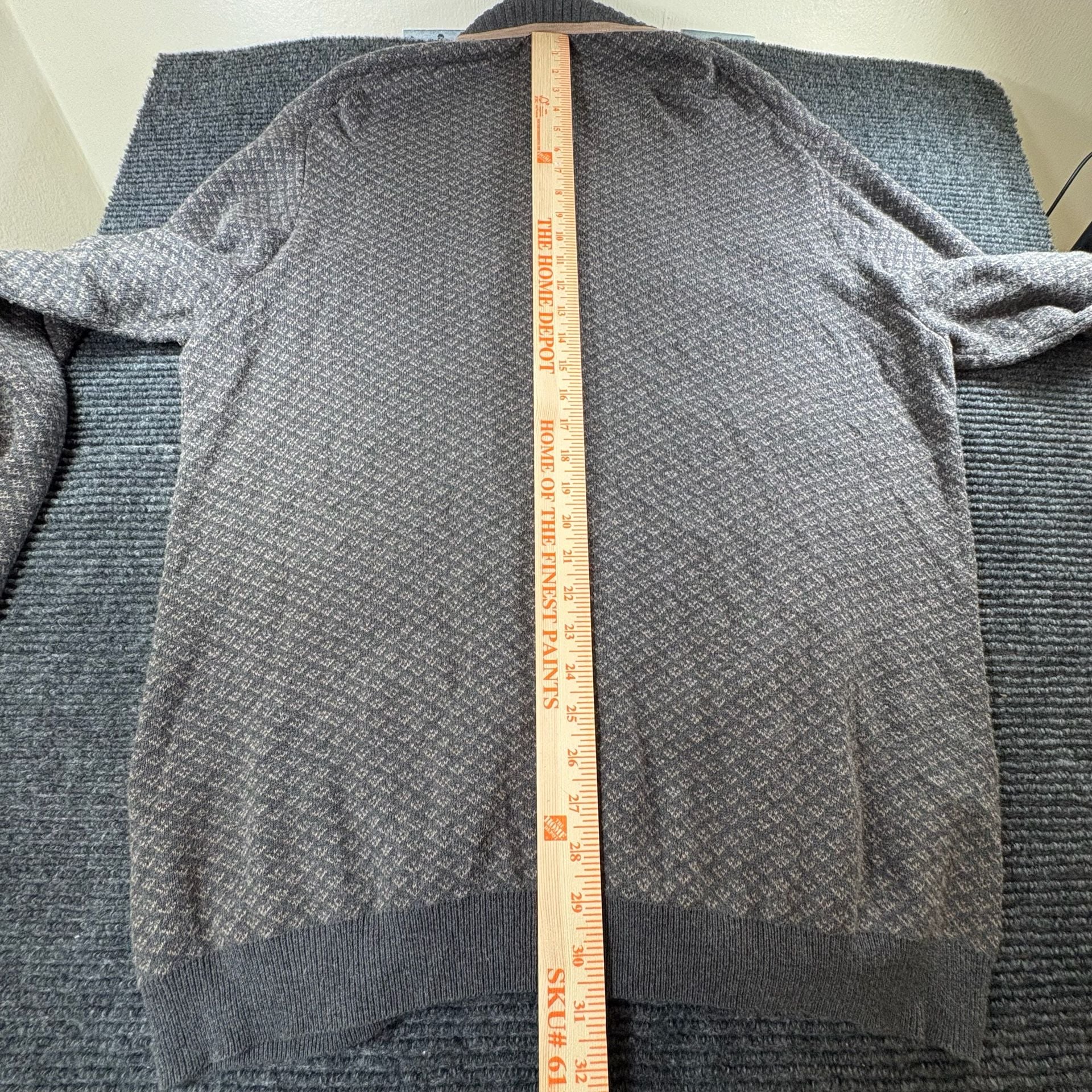 Tasso Elba Cardigan Sweater Size XL Gray Patterned Knit Shawl Collar 10