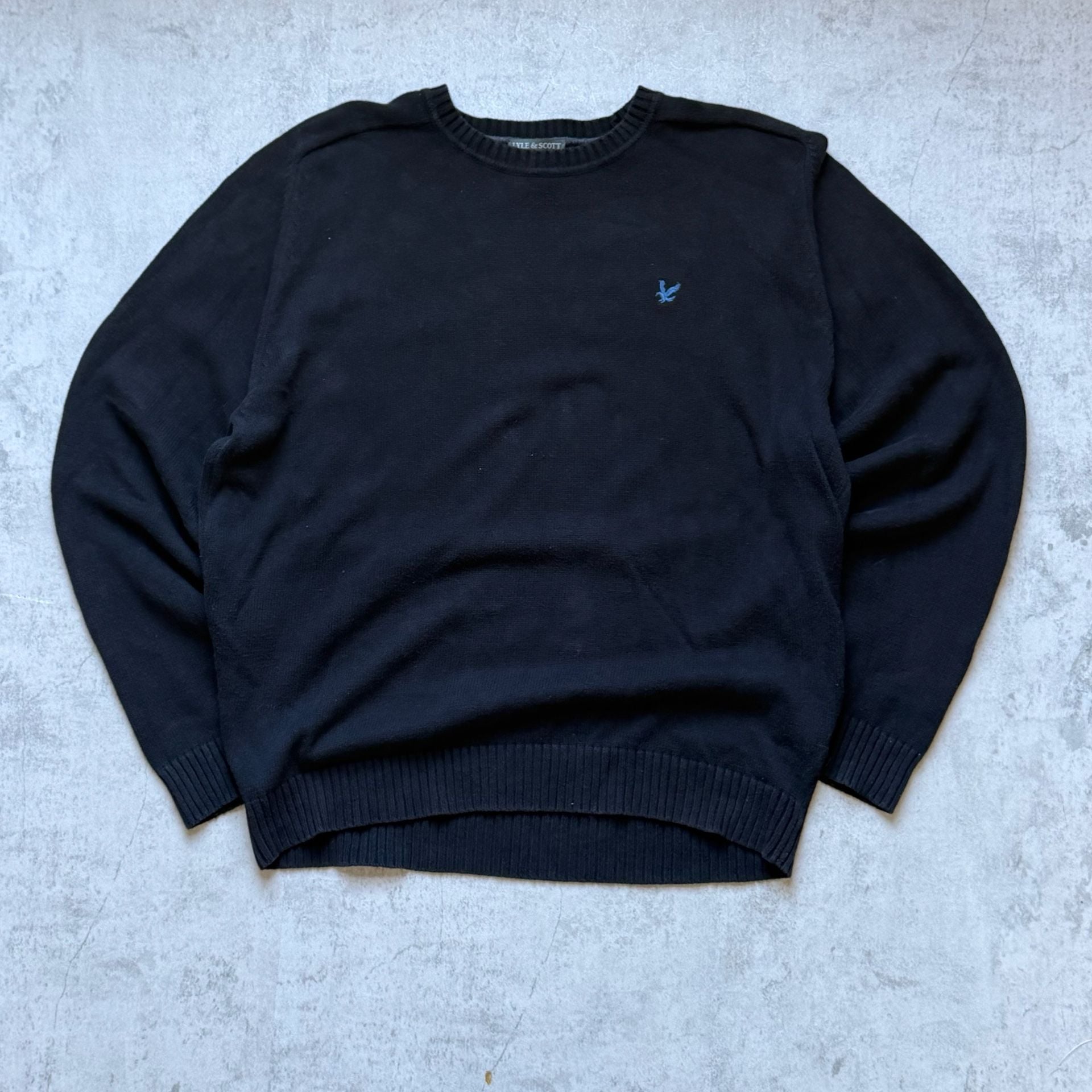 Lyle & Scott Pullover Sweater Size XL Black Combed Cotton Crew Neck 3