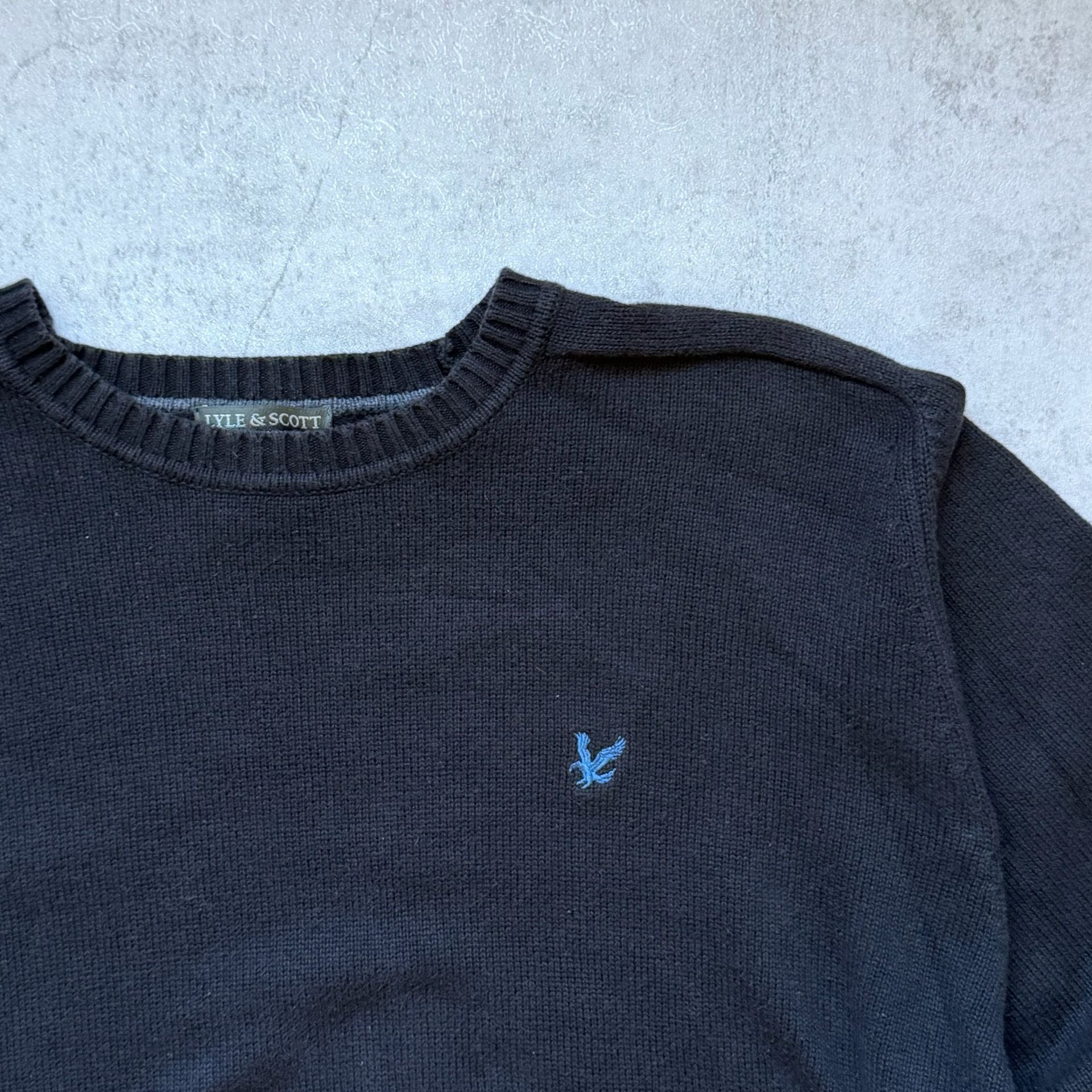 Lyle & Scott Pullover Sweater Size XL Black Combed Cotton Crew Neck 4