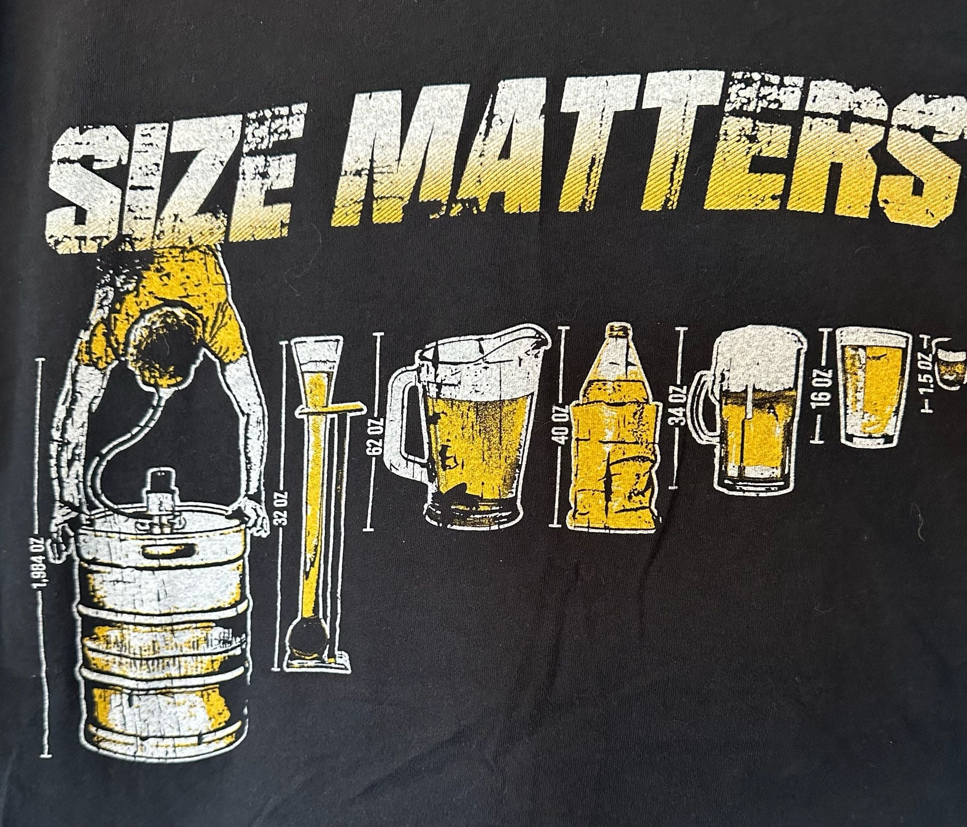 Grunt Style Size Matters T-Shirt, Size XXL, Black Cotton Graphic 7