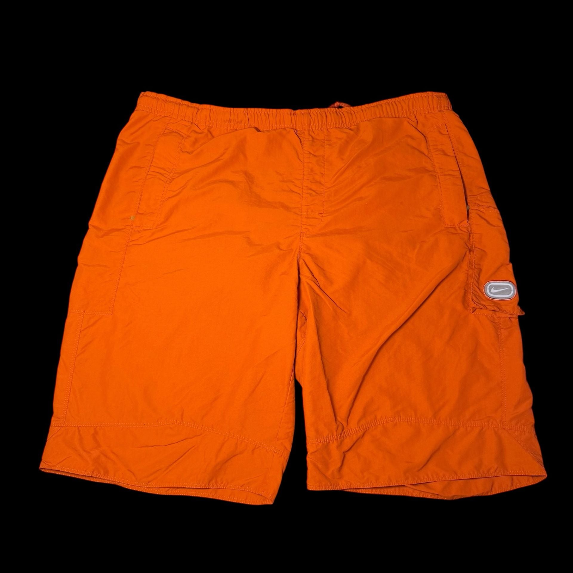 Nike Cargo Shorts Size L Orange Mesh Lined Swim Trunks 2