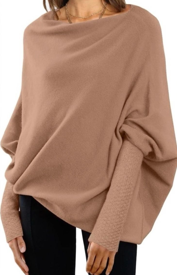 Lillusory LS092 Sweater Size S Pink Asymmetric Knit Poncho 7