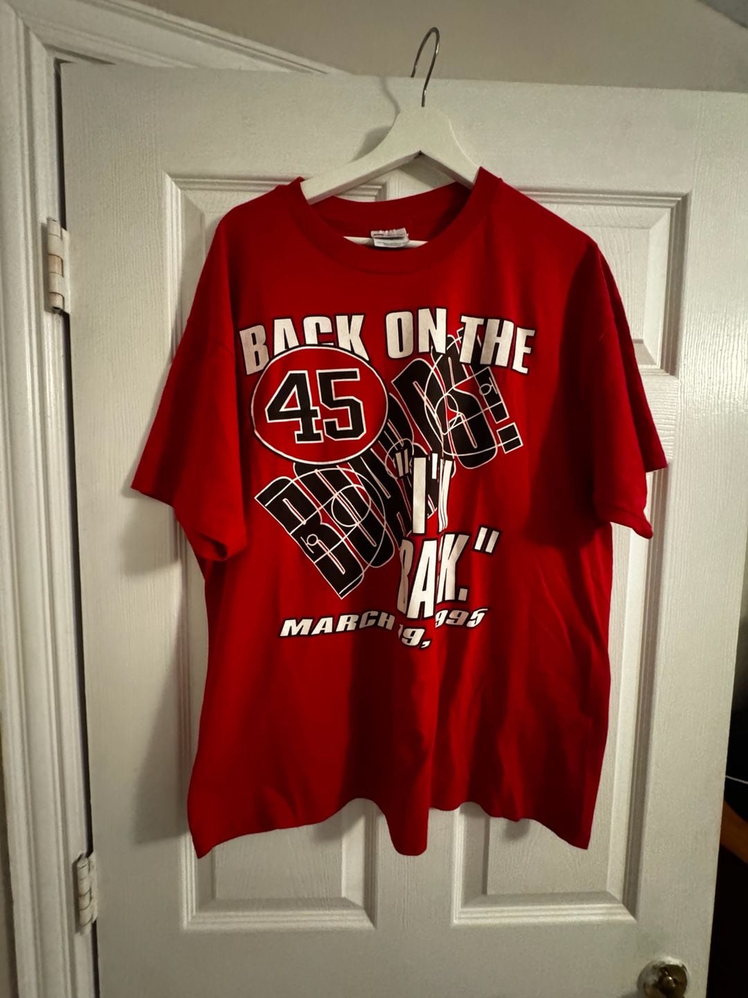 Hanes Michael Jordan I'm Back 45 T-Shirt Size XL Red Chicago Bulls 1995 2