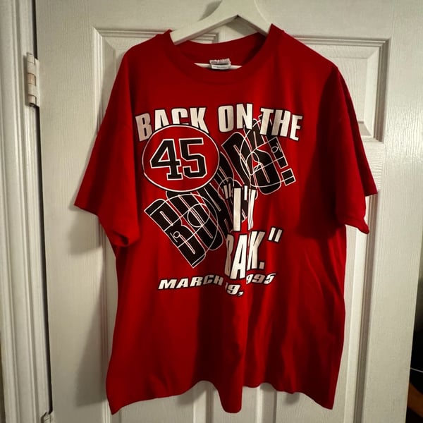Hanes Michael Jordan I'm Back 45 T-Shirt Size XL Red Chicago Bulls 1995