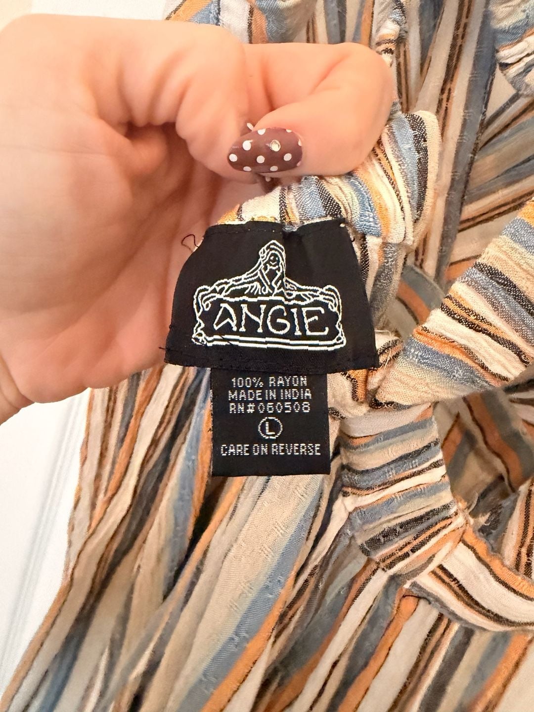 Angie Striped Maxi Dress Size L Multi Color Sleeveless V-Neck Rayon 4