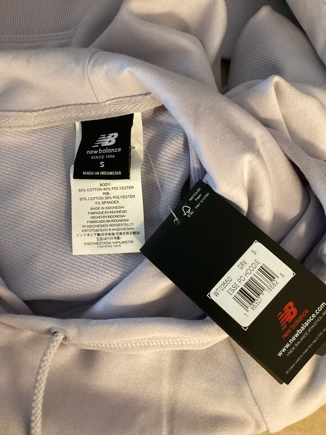 New Balance ESSE PO Hoodie Size S Lavender Pullover Sweatshirt 5