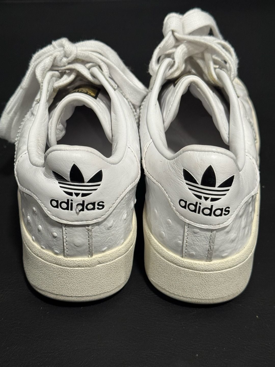 Adidas Superstar XLG Size 6 White Ostrich Leather Gold Metallic Shoes 8