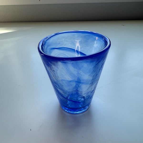 Kosta Boda Mine Blue Glass Tumbler By Ulrica Hydman-Vallien