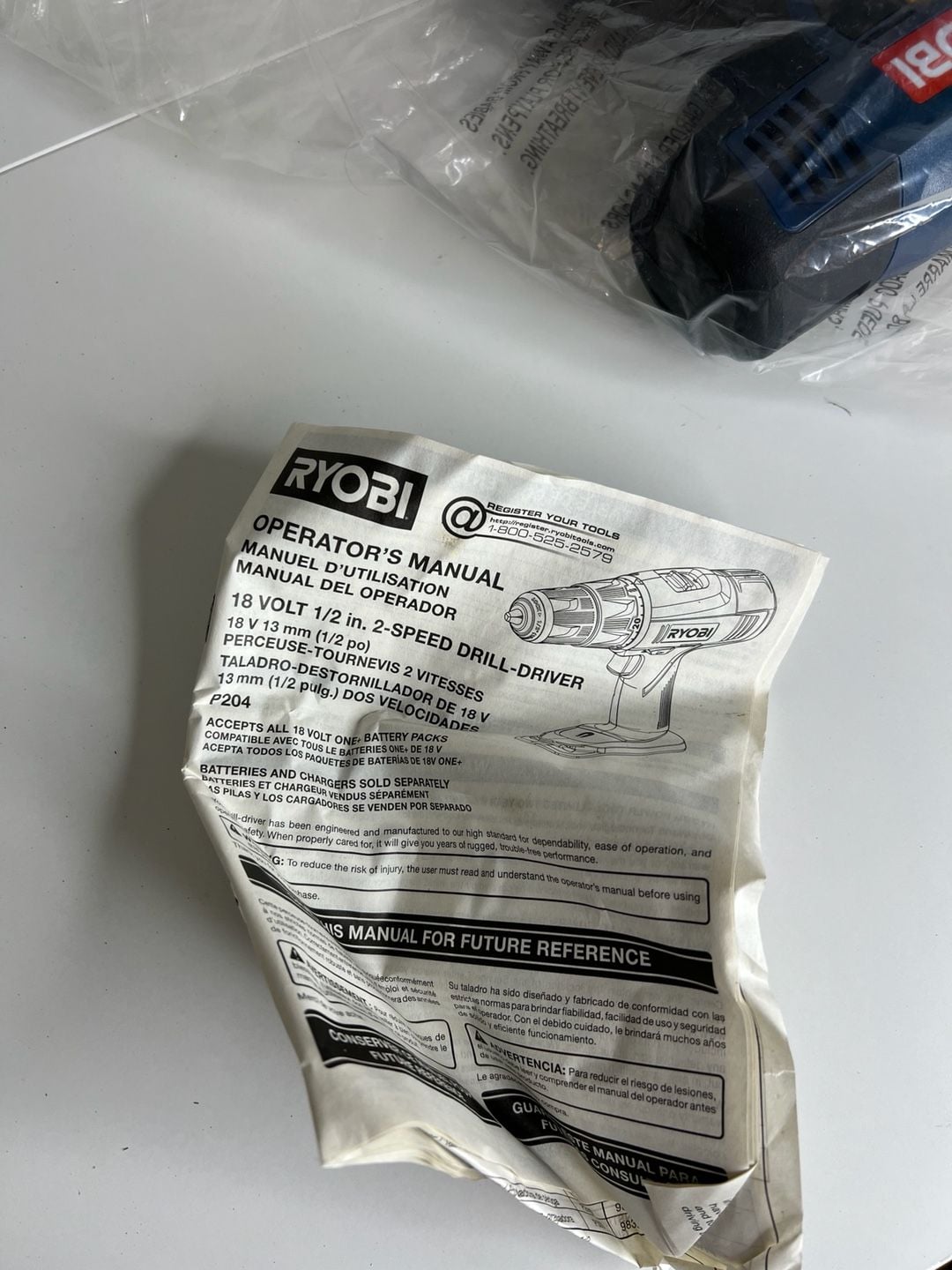 Ryobi P204 18V 1/2 Inch Cordless Drill Driver Blue 7