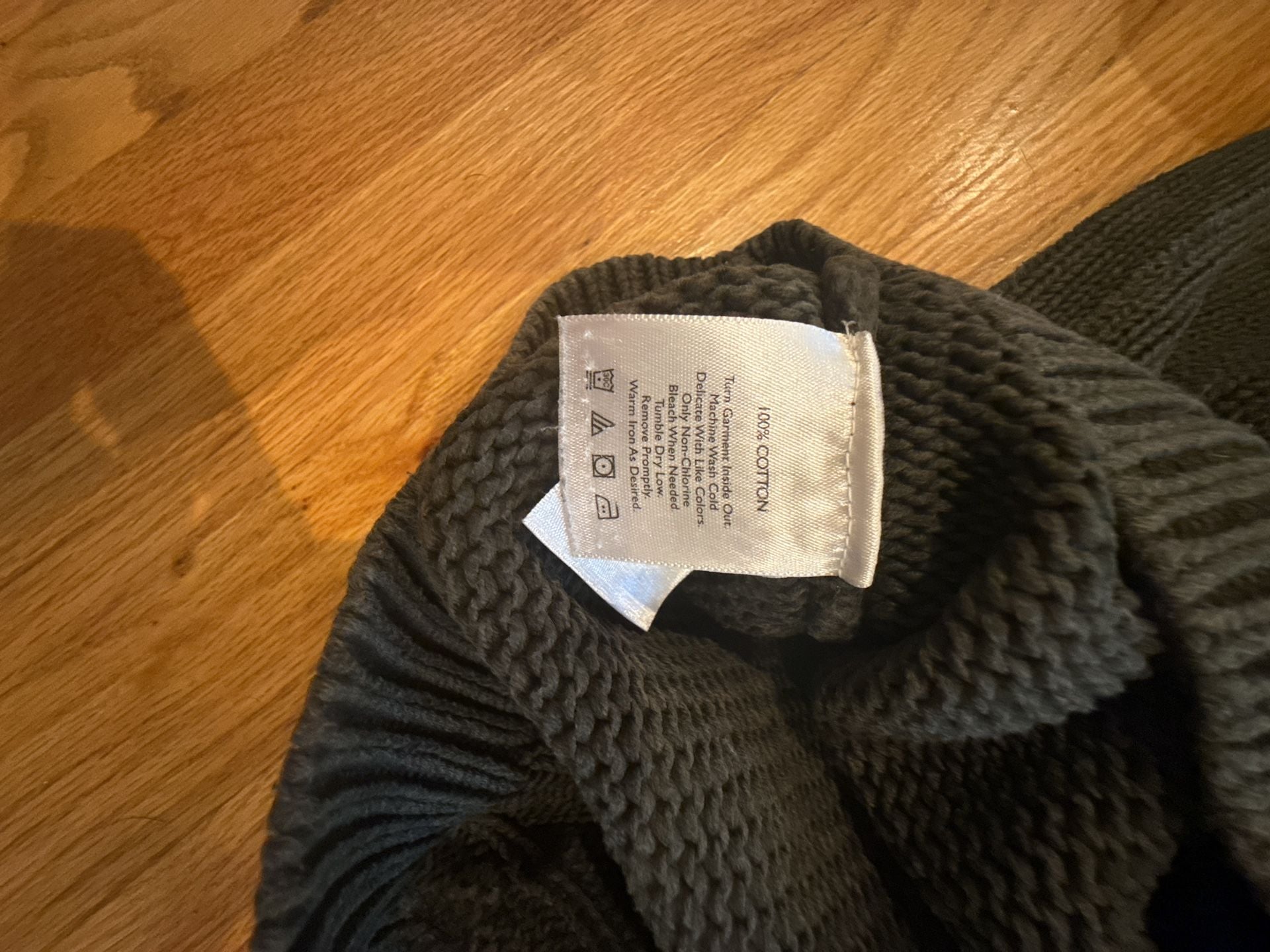 Eddie Bauer Cable Knit Sweater Size TXL Green Cotton Button 5