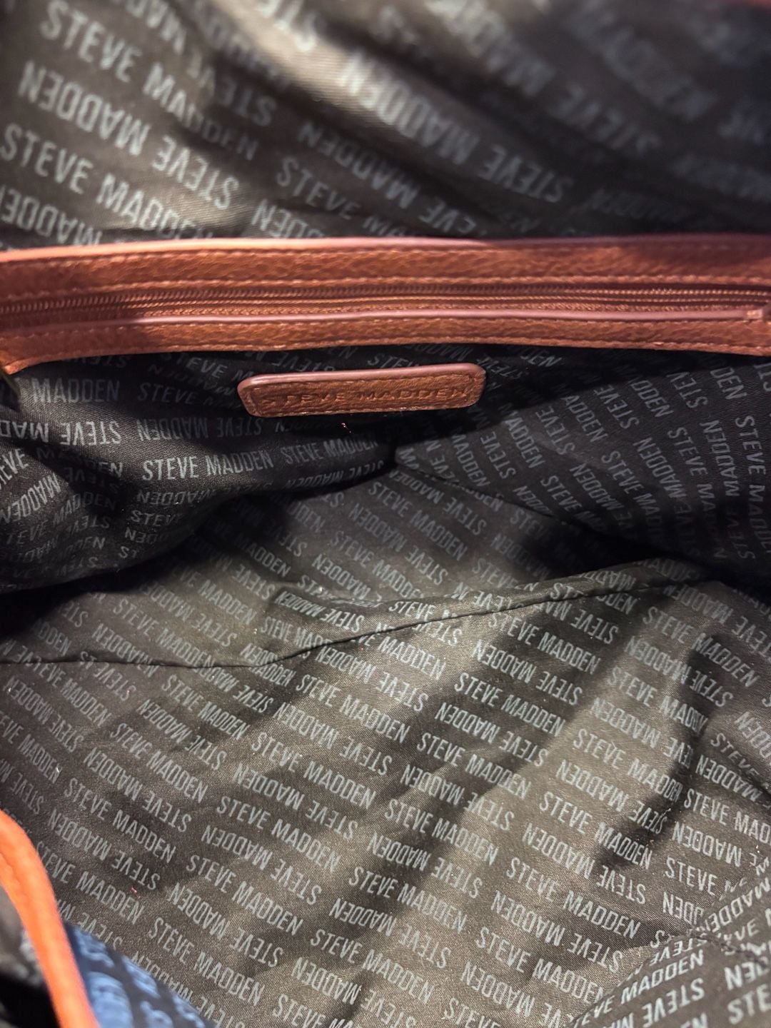 Steve Madden Embossed Satchel Handbag Brown Tassel 3