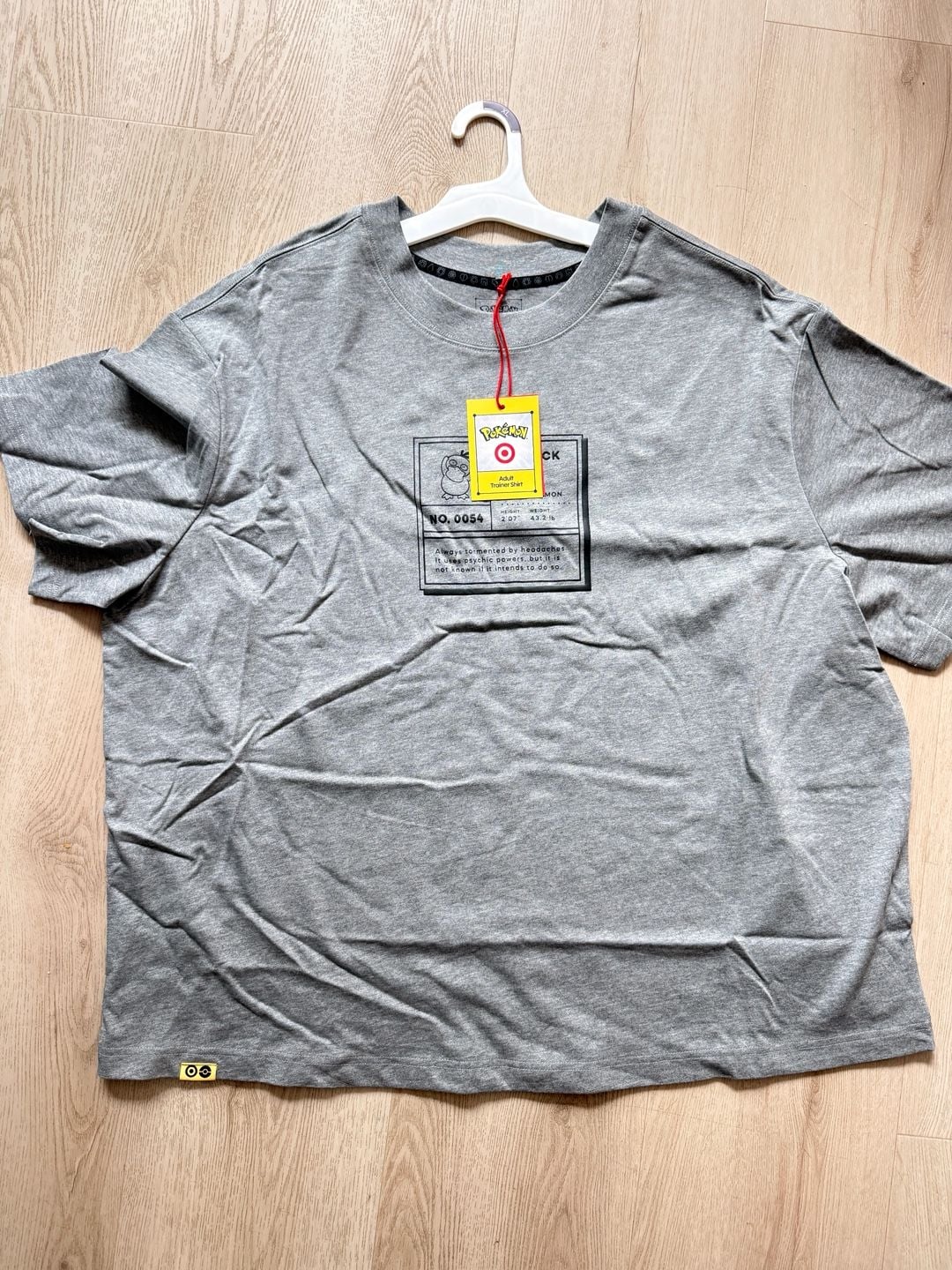 Pokemon Psyduck Adult Trainer Shirt XL Gray 1