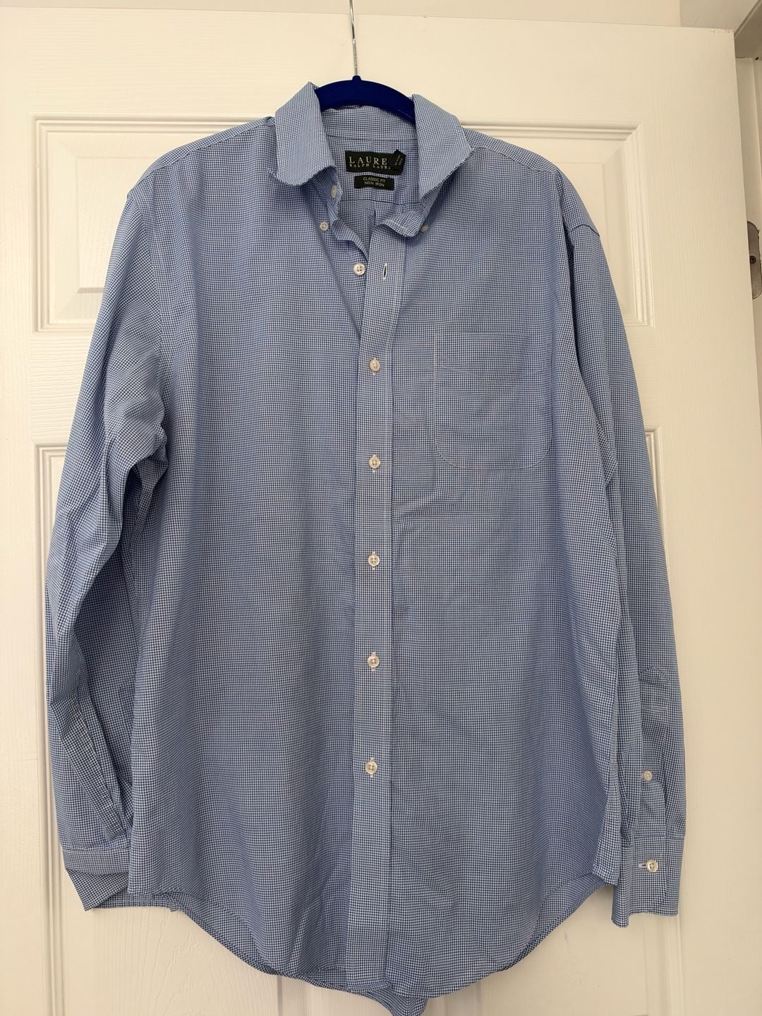 Lauren Ralph Lauren Dress Shirt Size 16 34/35 Blue Gingham Classic Fit 2