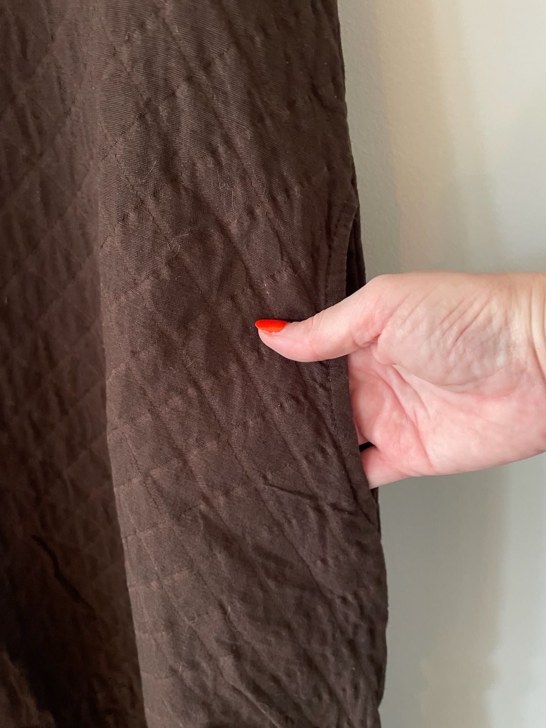 Draped Dress Brown Sleeveless Quilted Midi, M/L 4