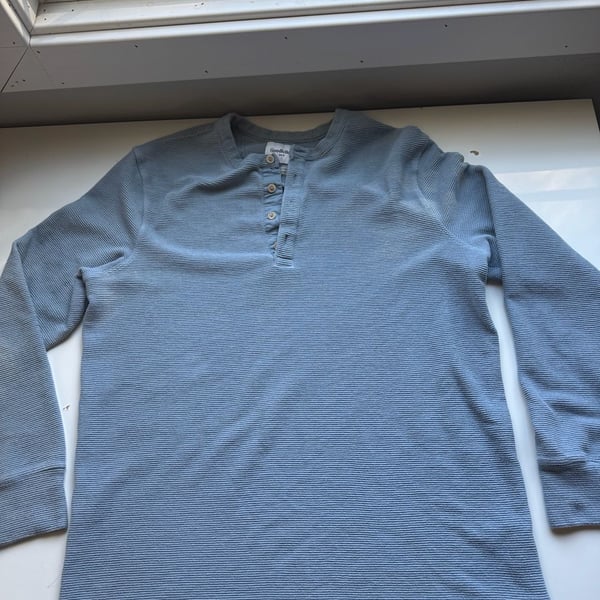 Goodfellow & Co Henley Size XL Blue Long Sleeve Waffle