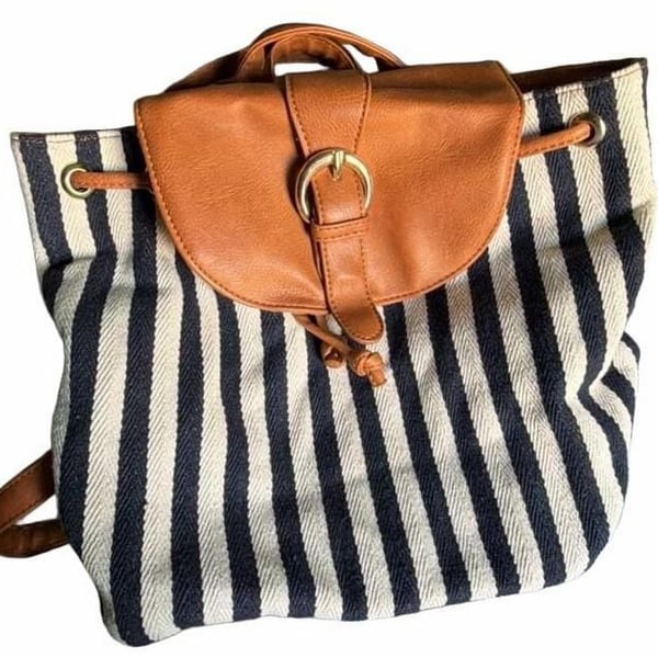 Calypso Studios Striped Canvas Backpack Purse
