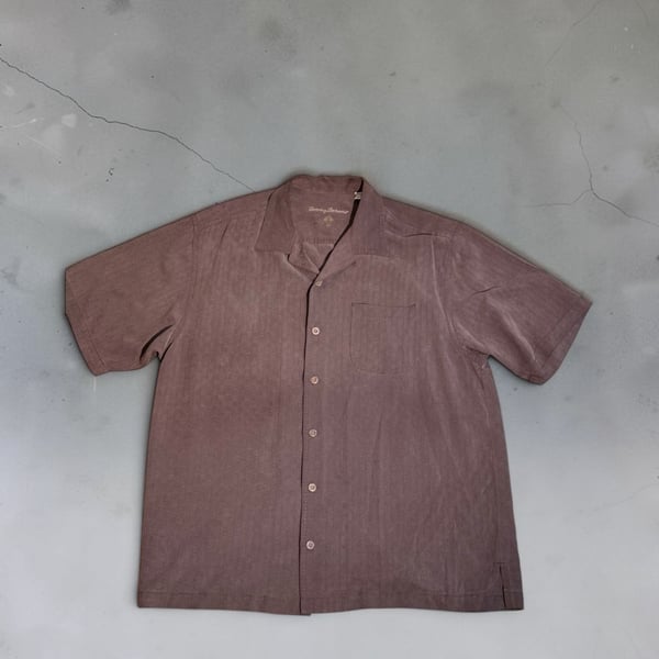 Tommy Bahama Button-Up Shirt Size L Brown Silk