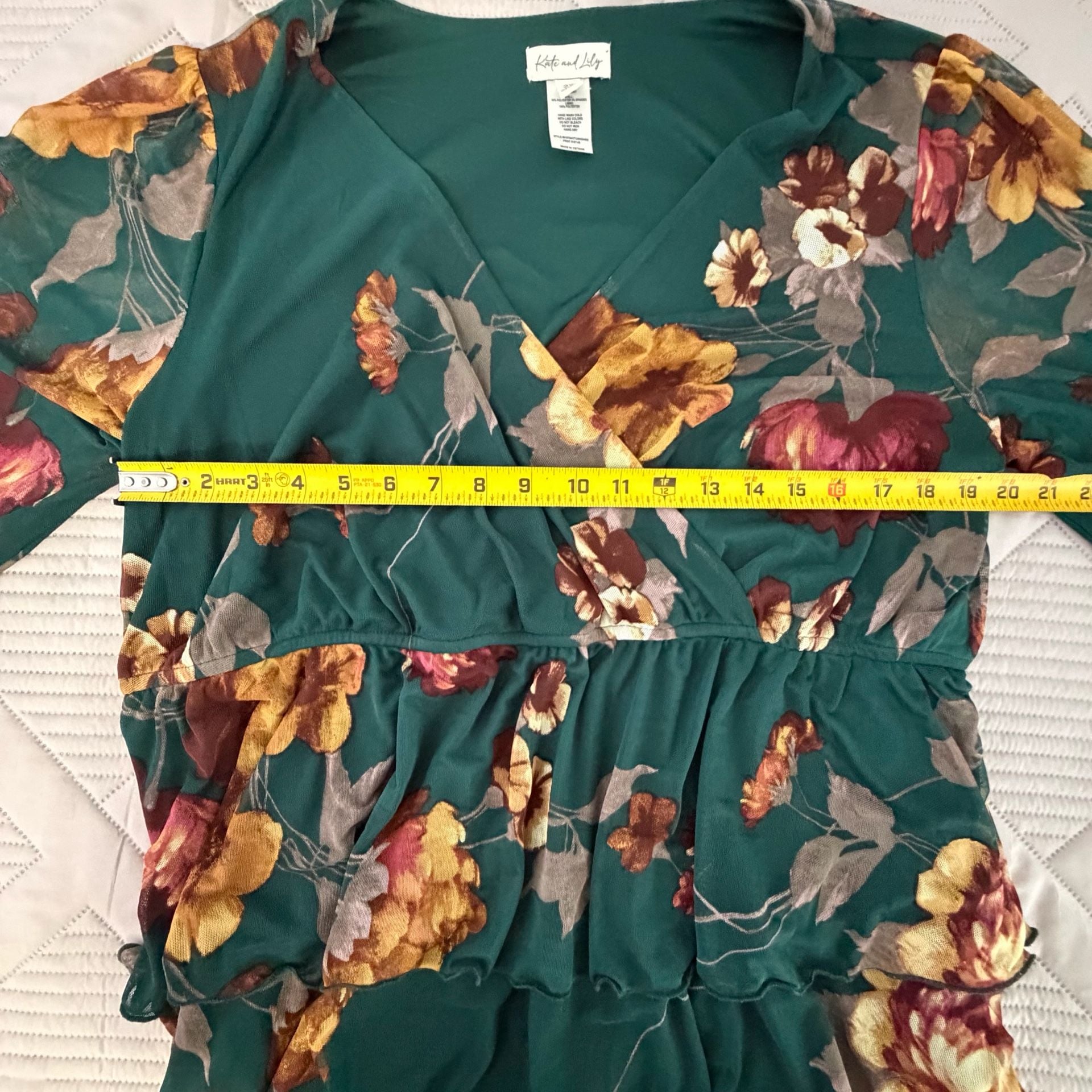 Kate And Lily Floral Tiered Dress Size 2X Green Surplice 4