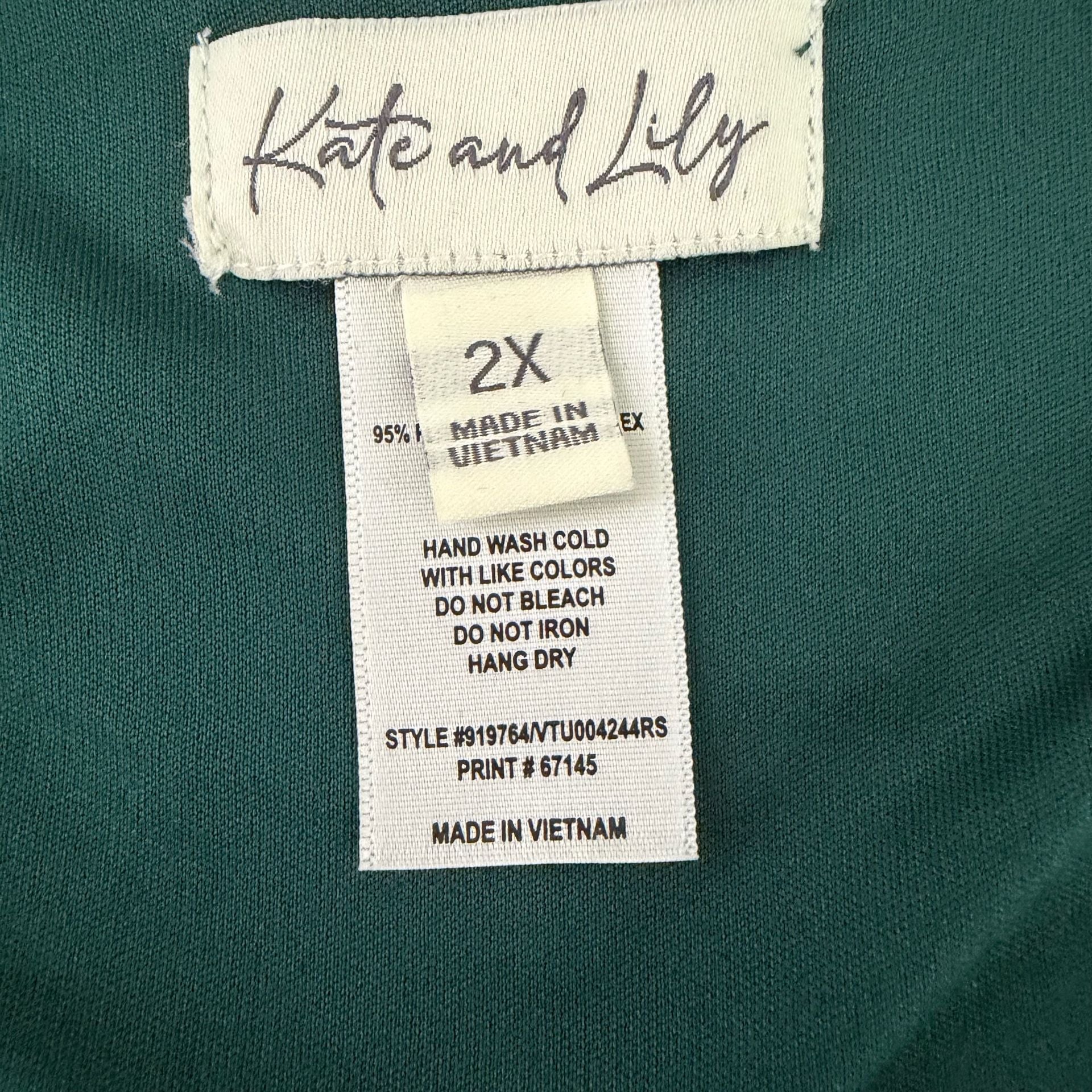Kate And Lily Floral Tiered Dress Size 2X Green Surplice 6