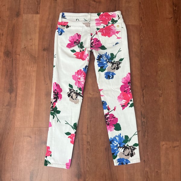 Low Rise Kate Spade Broome Street White Floral Skinny Ankle Jeans Size 25