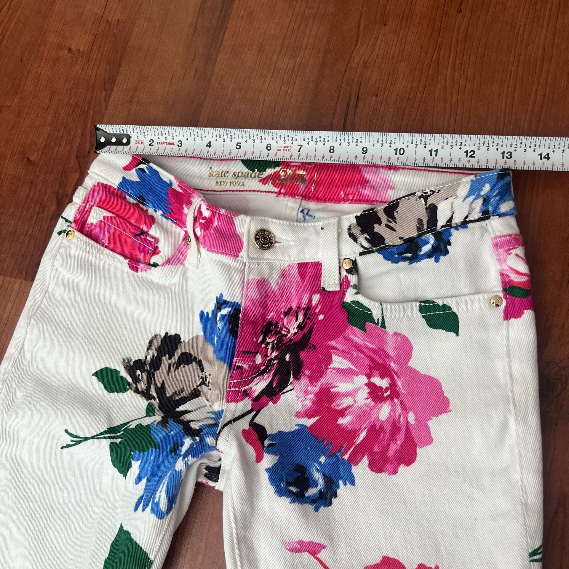 Low Rise Kate Spade Broome Street White Floral Skinny Ankle Jeans Size 25 7