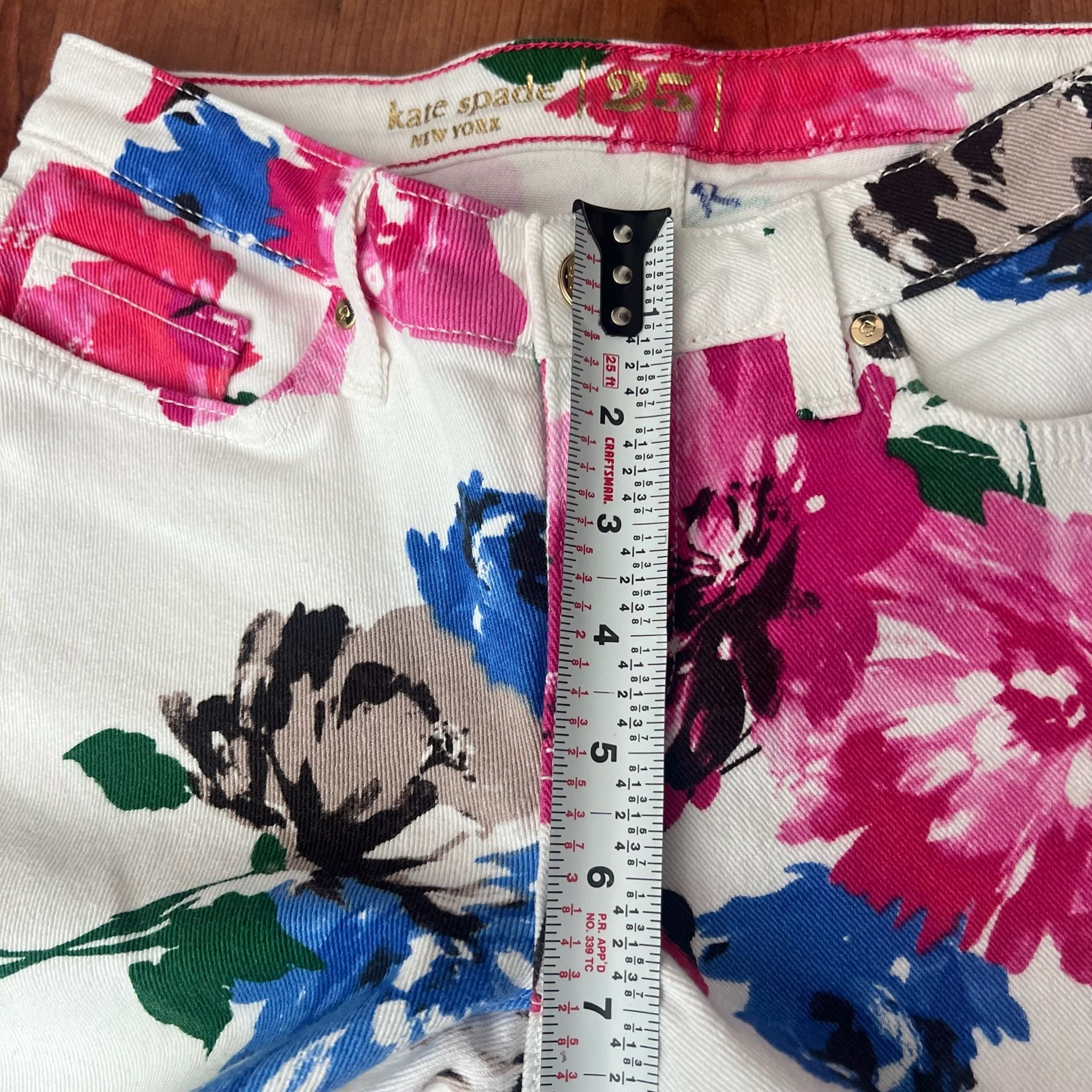 Low Rise Kate Spade Broome Street White Floral Skinny Ankle Jeans Size 25 8