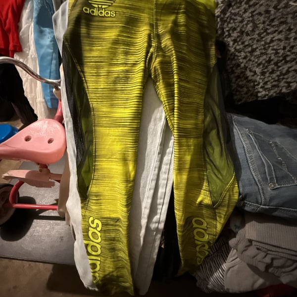 Adidas Workout Leggings Neon Yellow Mesh Panels